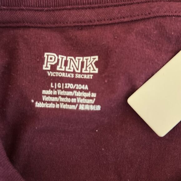 Victoria's Secret PINK Oversized
Dog Cotton T Shirt, Size Large, Maroon, NWT - Picture 7 of 11